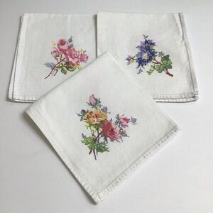 Biltmore Estate Floral Napkins SET OF 3 Thick Cotton Bread Basket Liners Cottage